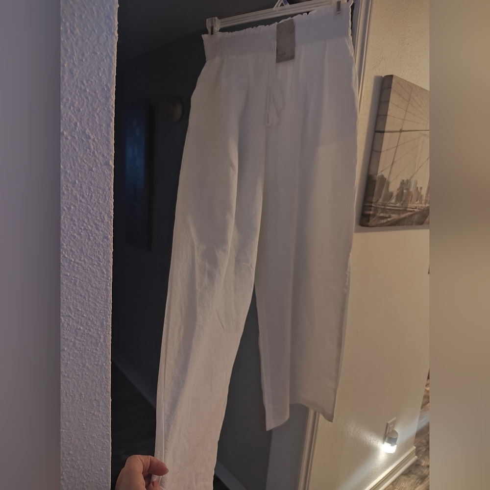 Women's White Drawstring Casual Pants